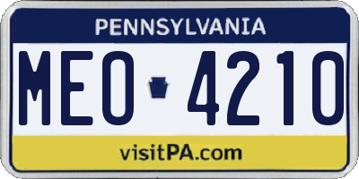 PA license plate MEO4210