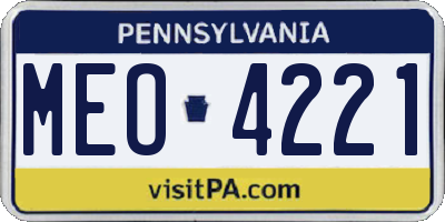 PA license plate MEO4221