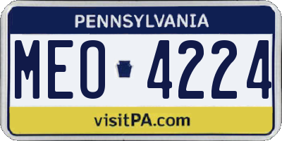 PA license plate MEO4224