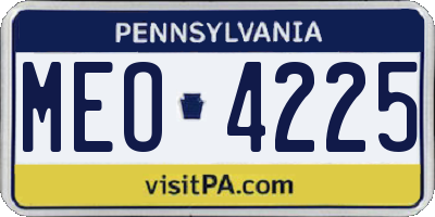 PA license plate MEO4225