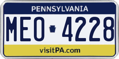 PA license plate MEO4228