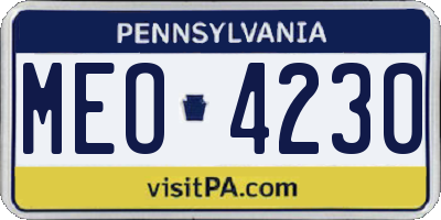 PA license plate MEO4230