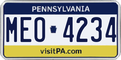 PA license plate MEO4234