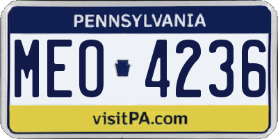 PA license plate MEO4236