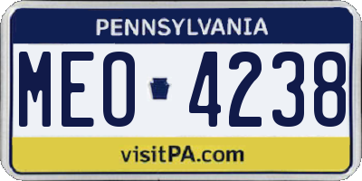 PA license plate MEO4238