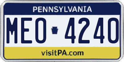 PA license plate MEO4240