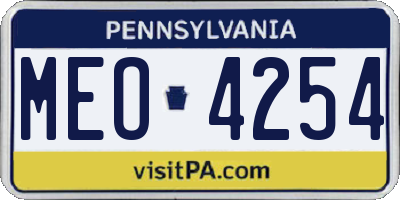 PA license plate MEO4254