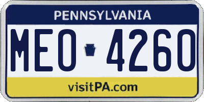 PA license plate MEO4260