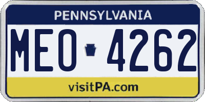 PA license plate MEO4262