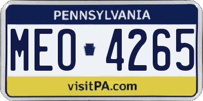 PA license plate MEO4265
