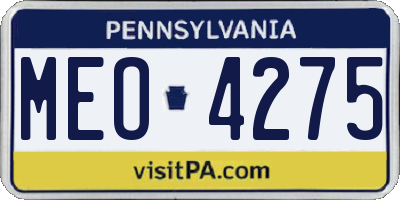 PA license plate MEO4275