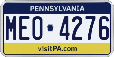 PA license plate MEO4276