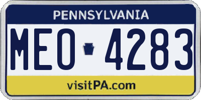 PA license plate MEO4283