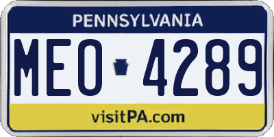 PA license plate MEO4289