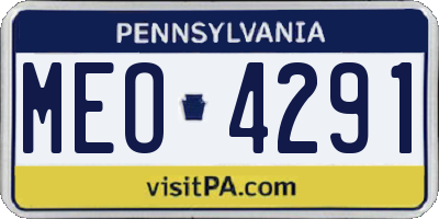 PA license plate MEO4291