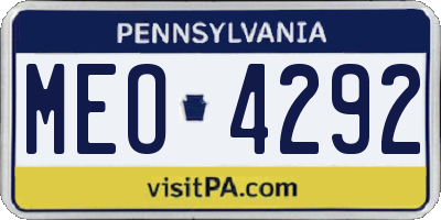 PA license plate MEO4292