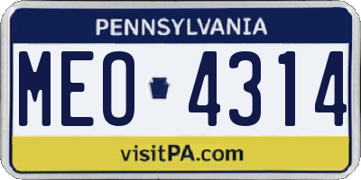PA license plate MEO4314