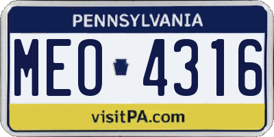 PA license plate MEO4316