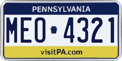 PA license plate MEO4321