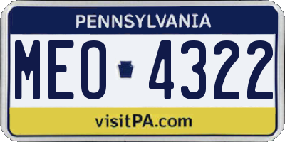 PA license plate MEO4322