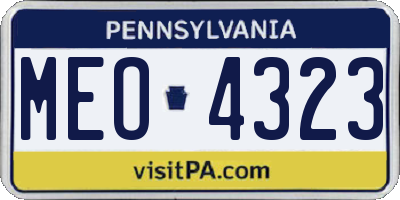 PA license plate MEO4323