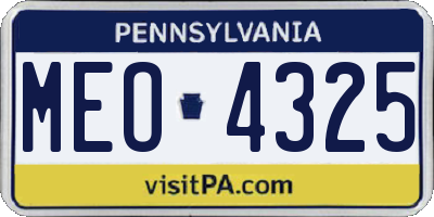 PA license plate MEO4325