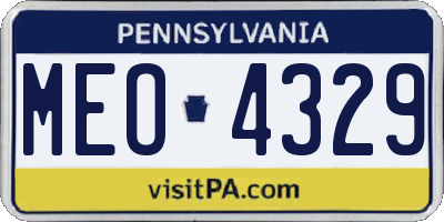 PA license plate MEO4329