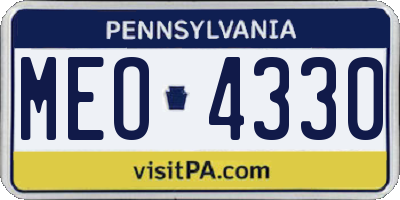 PA license plate MEO4330