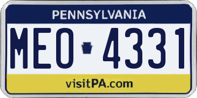 PA license plate MEO4331