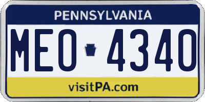 PA license plate MEO4340