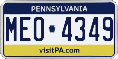PA license plate MEO4349