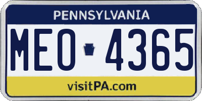 PA license plate MEO4365
