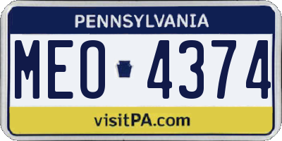 PA license plate MEO4374