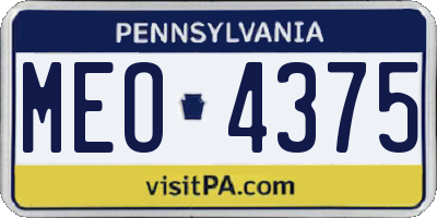 PA license plate MEO4375