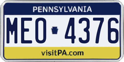 PA license plate MEO4376