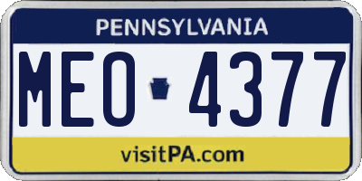 PA license plate MEO4377