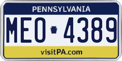 PA license plate MEO4389