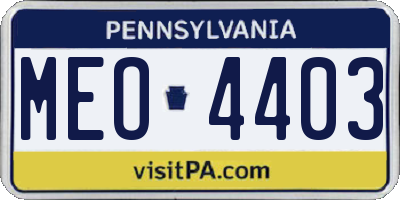 PA license plate MEO4403