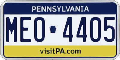 PA license plate MEO4405