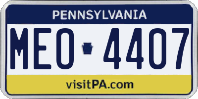 PA license plate MEO4407