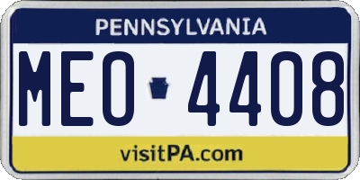 PA license plate MEO4408