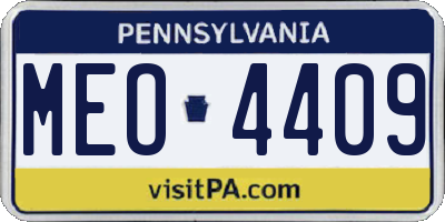 PA license plate MEO4409