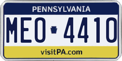 PA license plate MEO4410