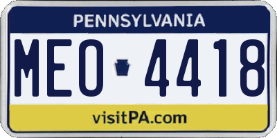 PA license plate MEO4418