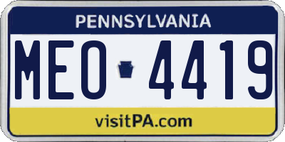 PA license plate MEO4419