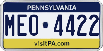 PA license plate MEO4422