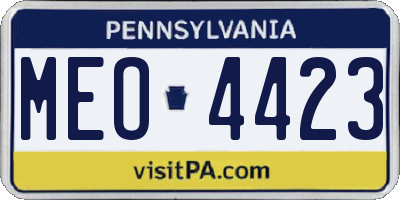 PA license plate MEO4423