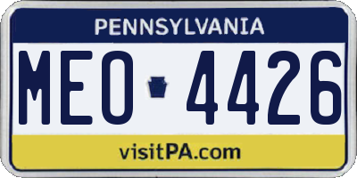 PA license plate MEO4426