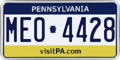PA license plate MEO4428