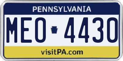 PA license plate MEO4430